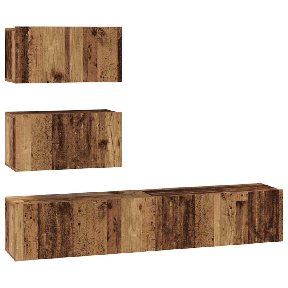 vidaXL Set comodă TV 4 pcs Lemn vechi 80 x 30 x 30 cm Lemn compozit