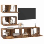 vidaXL Set comodă TV 4 pcs Lemn vechi 80 x 30 x 30 cm Lemn compozit vidaXL Set comodă TV 4 pcs Lemn vechi 80 x 30 x 30 cm Lemn compozit
