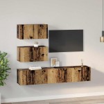 vidaXL Set comodă TV 4 pcs Lemn vechi 80 x 30 x 30 cm Lemn compozit vidaXL Set comodă TV 4 pcs Lemn vechi 80 x 30 x 30 cm Lemn compozit