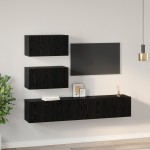 vidaXL Set comodă TV 4 pcs Stejar negru 100 x 30 x 30 cm Lemn compozit vidaXL Set comodă TV 4 pcs Stejar negru 100 x 30 x 30 cm Lemn compozit