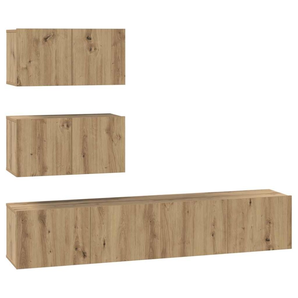 vidaXL Set comodă TV Pe perete 4 pcs stejar artizanal 80 x 30 x 30 cm