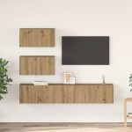 vidaXL Set comodă TV Pe perete 4 pcs stejar artizanal 80 x 30 x 30 cm vidaXL Set comodă TV Pe perete 4 pcs stejar artizanal 80 x 30 x 30 cm