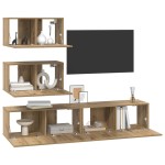 vidaXL Set comodă TV Pe perete 4 pcs stejar artizanal 80 x 30 x 30 cm vidaXL Set comodă TV Pe perete 4 pcs stejar artizanal 80 x 30 x 30 cm