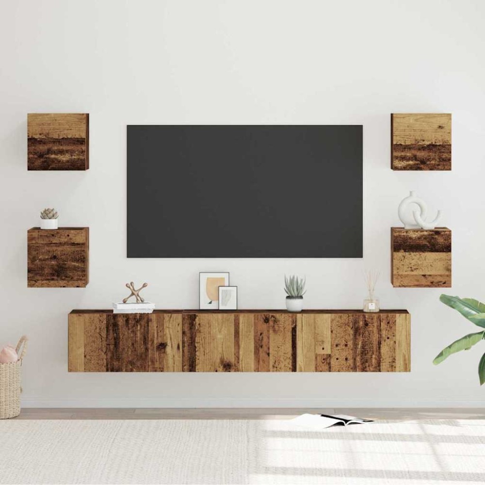 vidaXL Set comodă TV 7 pcs Lemn vechi 60 x 30 x 30 cm Lemn compozit