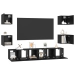 vidaXL Set comodă TV 7 pcs Stejar negru Mediu 180 x 30 x 30 cm vidaXL Set comodă TV 7 pcs Stejar negru Mediu 180 x 30 x 30 cm