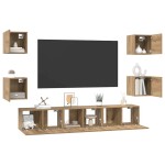 vidaXL Set comodă TV Pe perete 7 pcs stejar artizanal 60 x 30 x 30 cm vidaXL Set comodă TV Pe perete 7 pcs stejar artizanal 60 x 30 x 30 cm