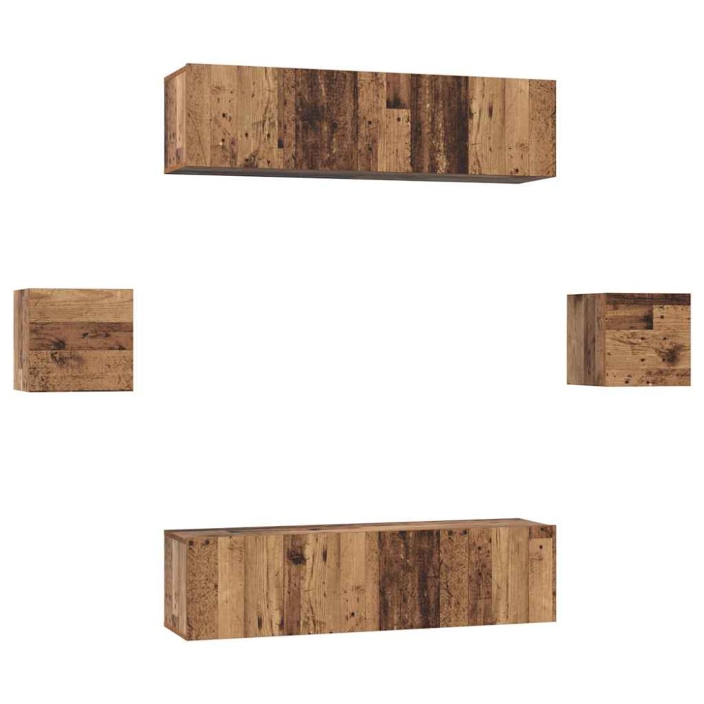 vidaXL Set comodă TV Pe perete 6 pcs Lemn vechi Lemn compozit