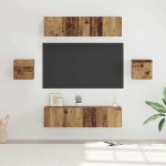 vidaXL Set comodă TV Pe perete 6 pcs Lemn vechi Lemn compozit vidaXL Set comodă TV Pe perete 6 pcs Lemn vechi Lemn compozit