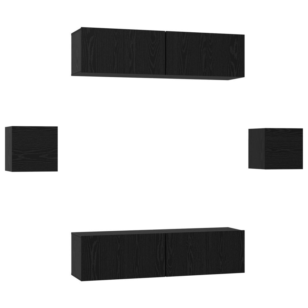 vidaXL Set comodă TV Pe perete 6 pcs Stejar negru Lemn compozit