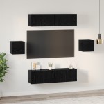 vidaXL Set comodă TV Pe perete 6 pcs Stejar negru Lemn compozit vidaXL Set comodă TV Pe perete 6 pcs Stejar negru Lemn compozit