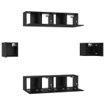 vidaXL Set comodă TV Pe perete 6 pcs Stejar negru Lemn compozit vidaXL Set comodă TV Pe perete 6 pcs Stejar negru Lemn compozit