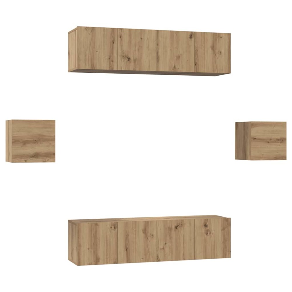 vidaXL Set comodă TV Pe perete 6 pcs stejar artizanal Lemn compozit