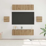 vidaXL Set comodă TV Pe perete 6 pcs stejar artizanal Lemn compozit vidaXL Set comodă TV Pe perete 6 pcs stejar artizanal Lemn compozit