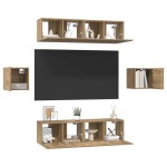 vidaXL Set comodă TV Pe perete 6 pcs stejar artizanal Lemn compozit vidaXL Set comodă TV Pe perete 6 pcs stejar artizanal Lemn compozit