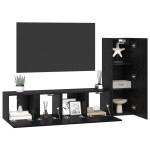 vidaXL Set comodă TV 3 pcs Stejar negru 160 x 30 x 30 cm Lemn compozit vidaXL Set comodă TV 3 pcs Stejar negru 160 x 30 x 30 cm Lemn compozit