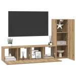 vidaXL Set comodă TV Pe perete 3 pcs stejar artizanal 60 x 30 x 30 cm vidaXL Set comodă TV Pe perete 3 pcs stejar artizanal 60 x 30 x 30 cm