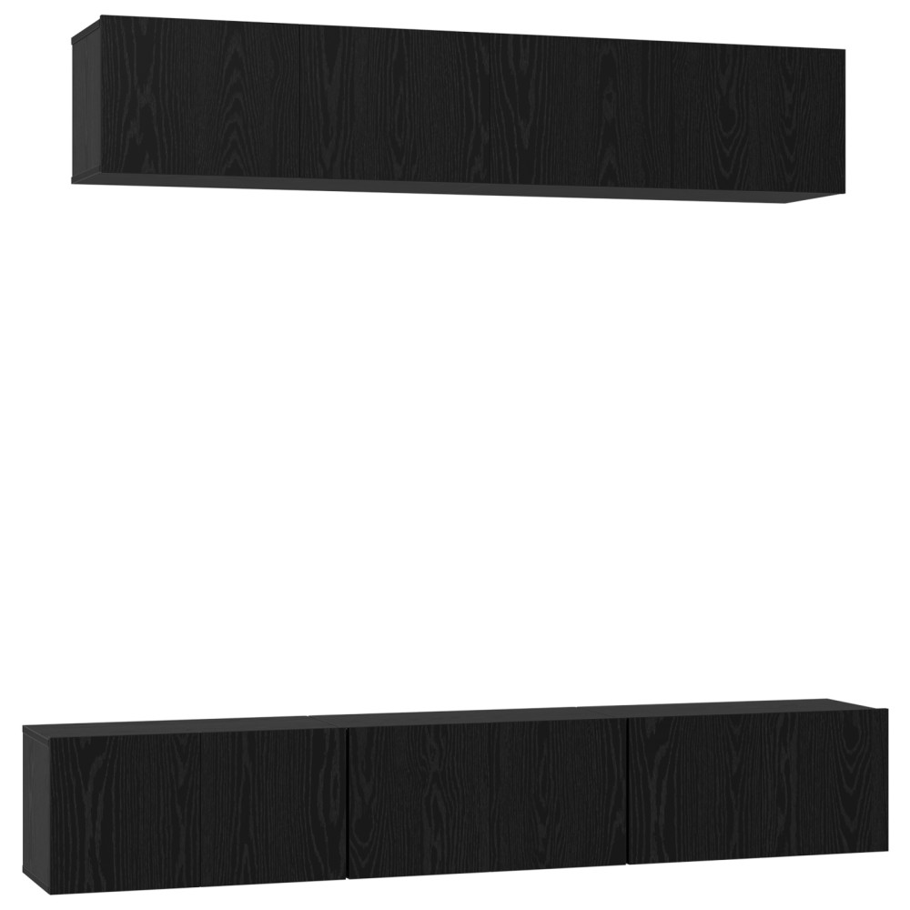 vidaXL Set comodă TV 5 pcs Stejar Negru Mediu 80 x 30 x 30.5 cm