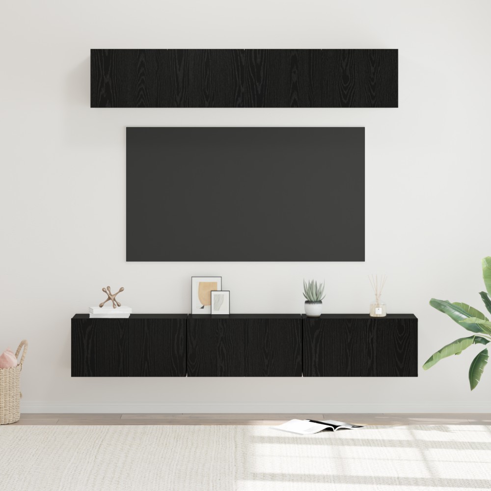 vidaXL Set comodă TV 5 pcs Stejar Negru Mediu 80 x 30 x 30.5 cm