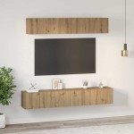 vidaXL Set dulap TV 5 pcs stejar artizanal Mediu 80 x 30 x 30 cm vidaXL Set dulap TV 5 pcs stejar artizanal Mediu 80 x 30 x 30 cm