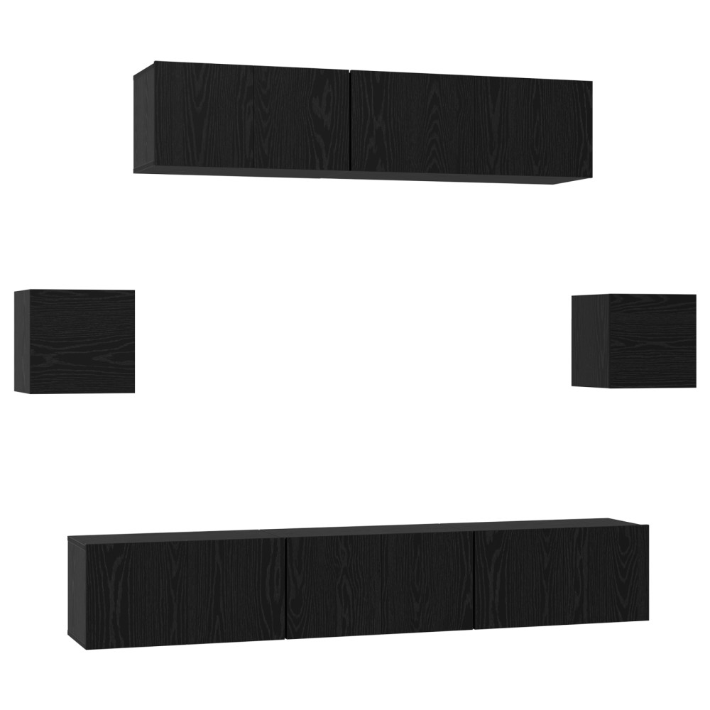 vidaXL Set comodă TV 7 pcs Stejar negru 80 x 30 x 30 cm Lemn compozit
