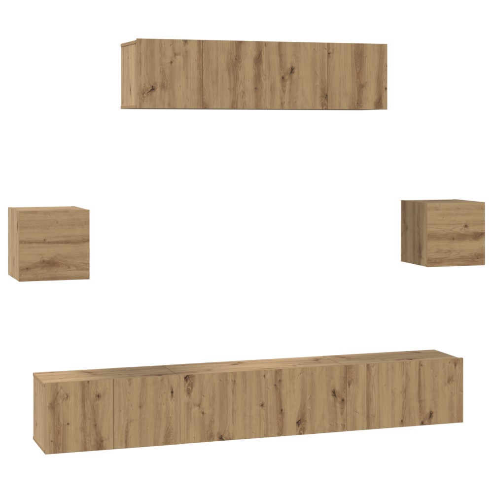 vidaXL Set comodă TV Pe perete 7 pcs stejar artizanal 80 x 30 x 30 cm