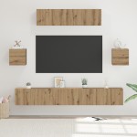 vidaXL Set comodă TV Pe perete 7 pcs stejar artizanal 80 x 30 x 30 cm vidaXL Set comodă TV Pe perete 7 pcs stejar artizanal 80 x 30 x 30 cm