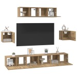 vidaXL Set comodă TV Pe perete 7 pcs stejar artizanal 80 x 30 x 30 cm vidaXL Set comodă TV Pe perete 7 pcs stejar artizanal 80 x 30 x 30 cm