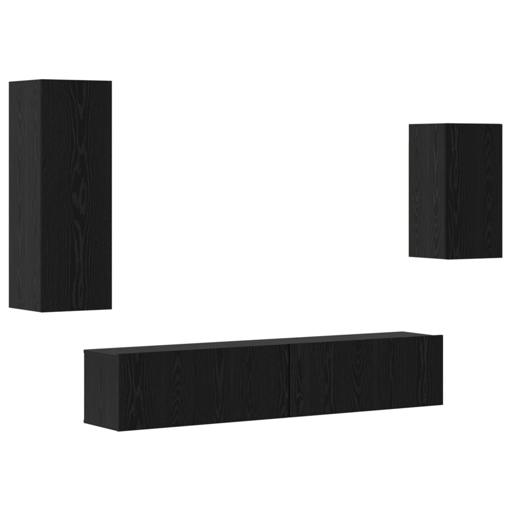 vidaXL Set comodă TV Pe perete 4 pcs Stejar negru 30.5 x 30 x 90 cm