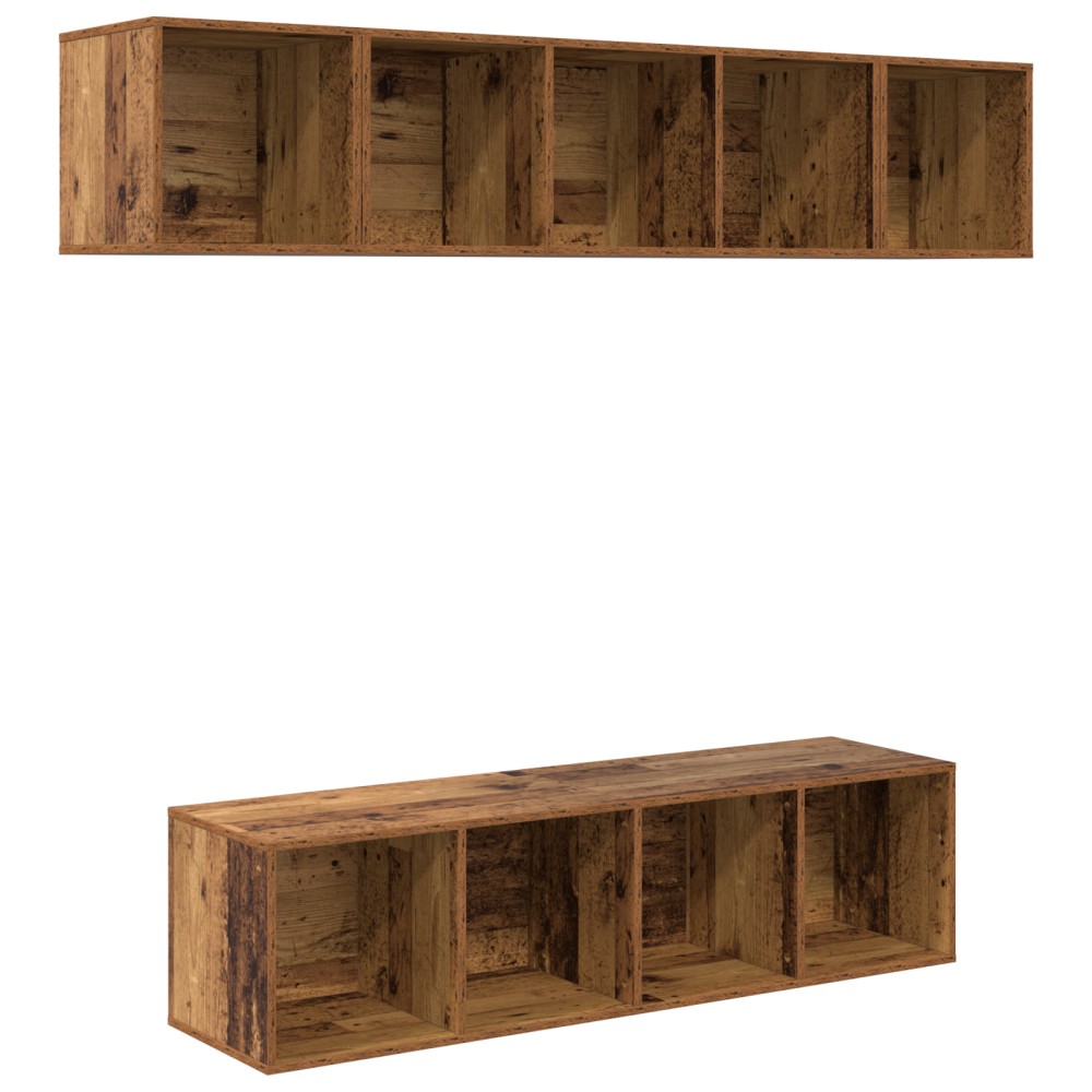 vidaXL Set comodă TV 4 pcs Lemn vechi 37 x 37 x 142.5 cm Lemn compozit
