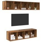 vidaXL Set comodă TV 4 pcs Lemn vechi 37 x 37 x 142.5 cm Lemn compozit vidaXL Set comodă TV 4 pcs Lemn vechi 37 x 37 x 142.5 cm Lemn compozit