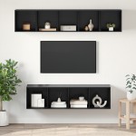 vidaXL Set comodă TV Pe perete 4 pcs Stejar negru 37 x 37 x 142.5 cm vidaXL Set comodă TV Pe perete 4 pcs Stejar negru 37 x 37 x 142.5 cm