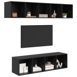 vidaXL Set comodă TV Pe perete 4 pcs Stejar negru 37 x 37 x 142.5 cm vidaXL Set comodă TV Pe perete 4 pcs Stejar negru 37 x 37 x 142.5 cm