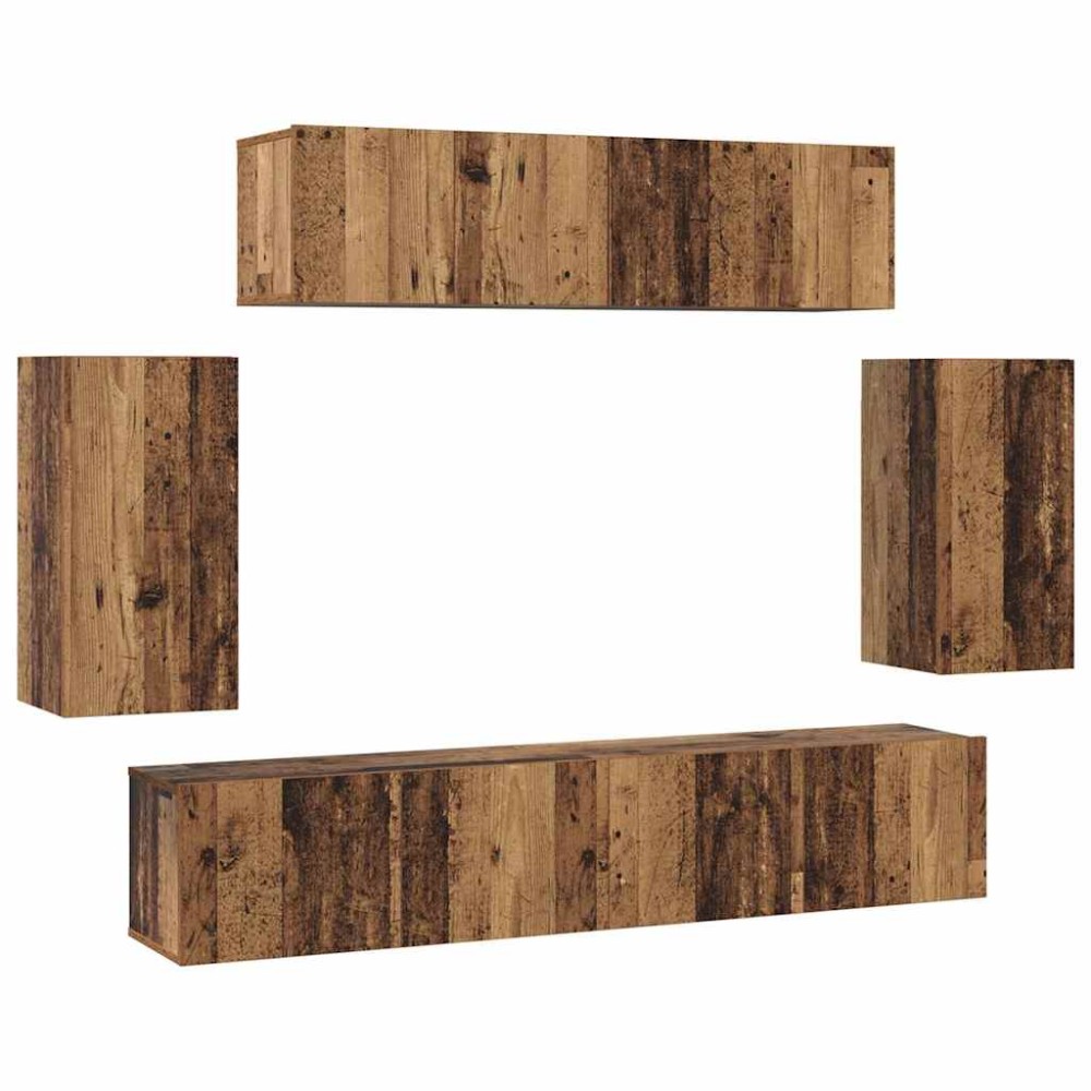 vidaXL Set comodă TV 6 pcs Lemn vechi 80 x 30 x 30 cm Lemn compozit