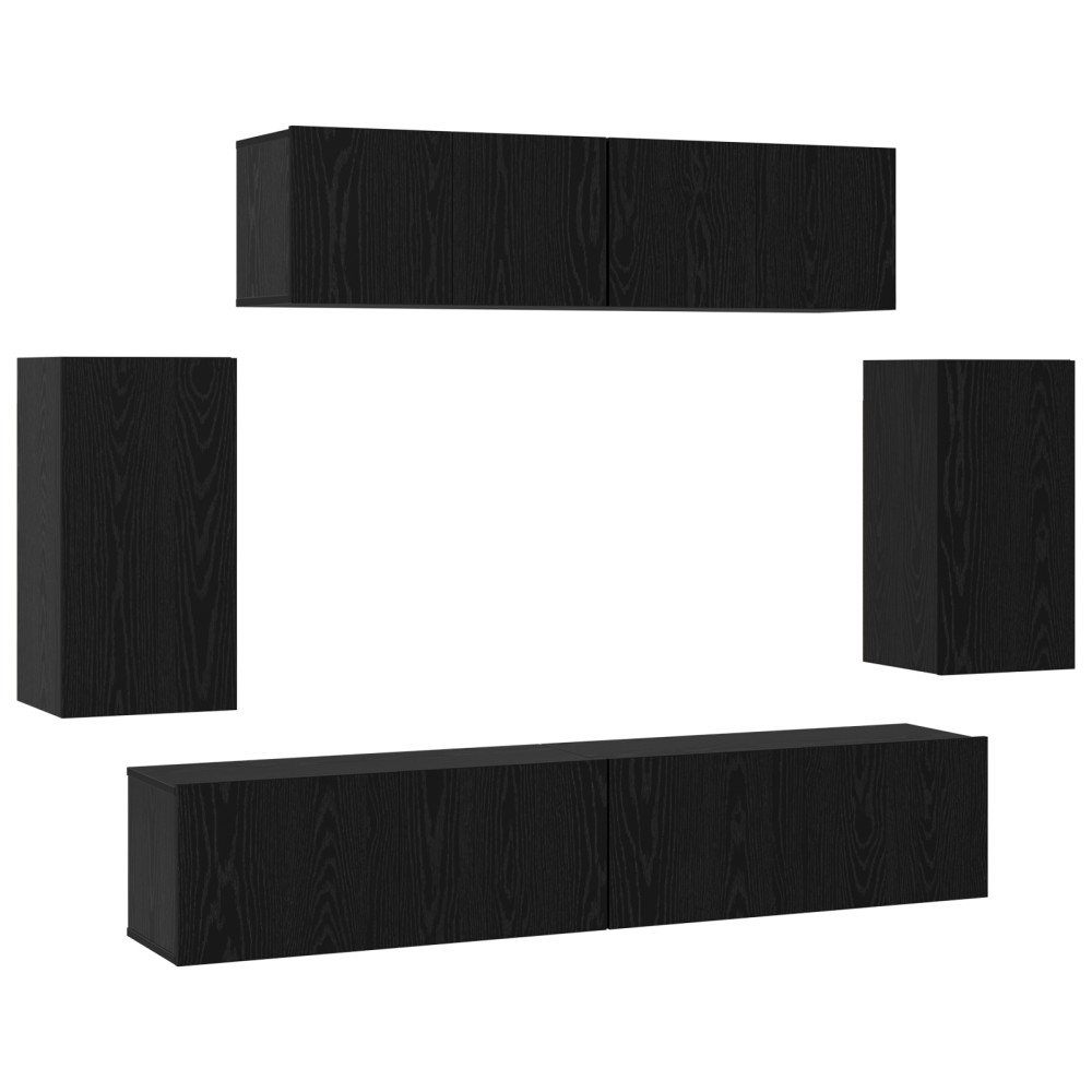 vidaXL Set comodă TV 6 pcs Stejar negru 80 x 30 x 30 cm Lemn compozit