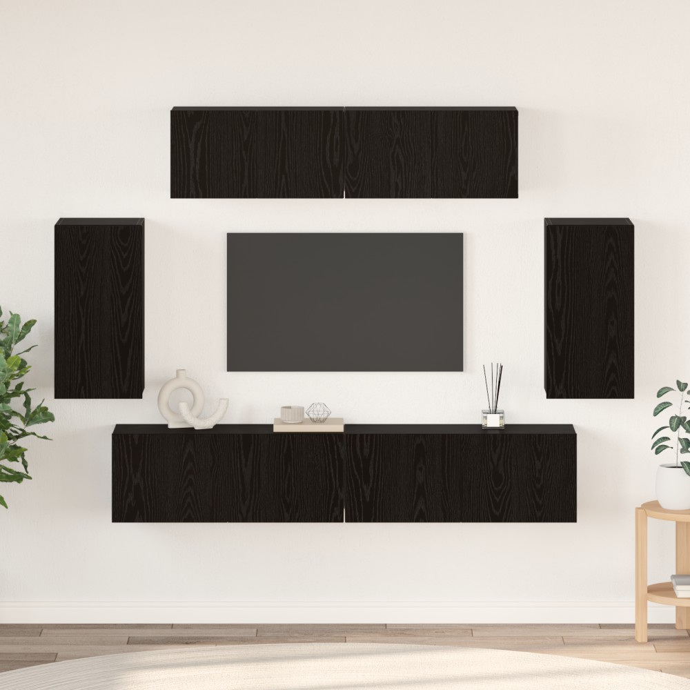 vidaXL Set comodă TV 6 pcs Stejar negru 80 x 30 x 30 cm Lemn compozit