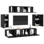 vidaXL Set comodă TV 6 pcs Stejar negru 80 x 30 x 30 cm Lemn compozit vidaXL Set comodă TV 6 pcs Stejar negru 80 x 30 x 30 cm Lemn compozit