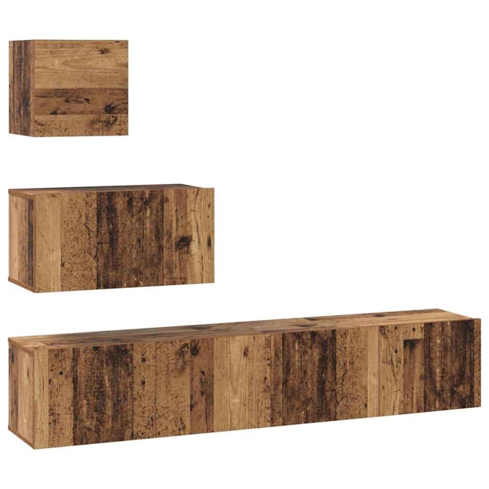 vidaXL Set comodă TV 4 pcs Lemn vechi 80 x 30 x 30 cm Lemn compozit