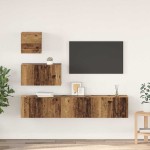 vidaXL Set comodă TV 4 pcs Lemn vechi 80 x 30 x 30 cm Lemn compozit vidaXL Set comodă TV 4 pcs Lemn vechi 80 x 30 x 30 cm Lemn compozit