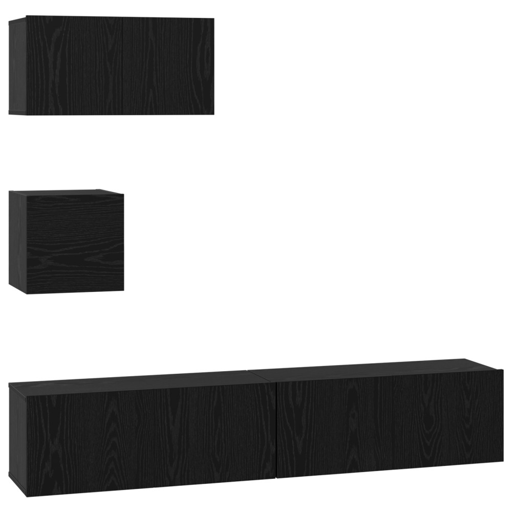 vidaXL Set comodă TV 4 pcs Stejar negru 80 x 30 x 30 cm Lemn compozit