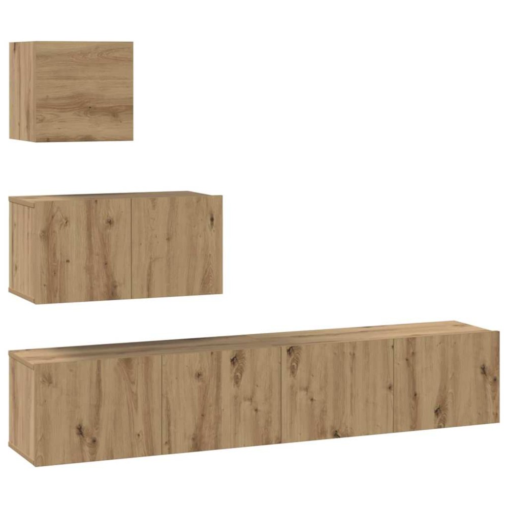 vidaXL Set comodă TV Pe perete 4 pcs stejar artizanal 80 x 30 x 30 cm
