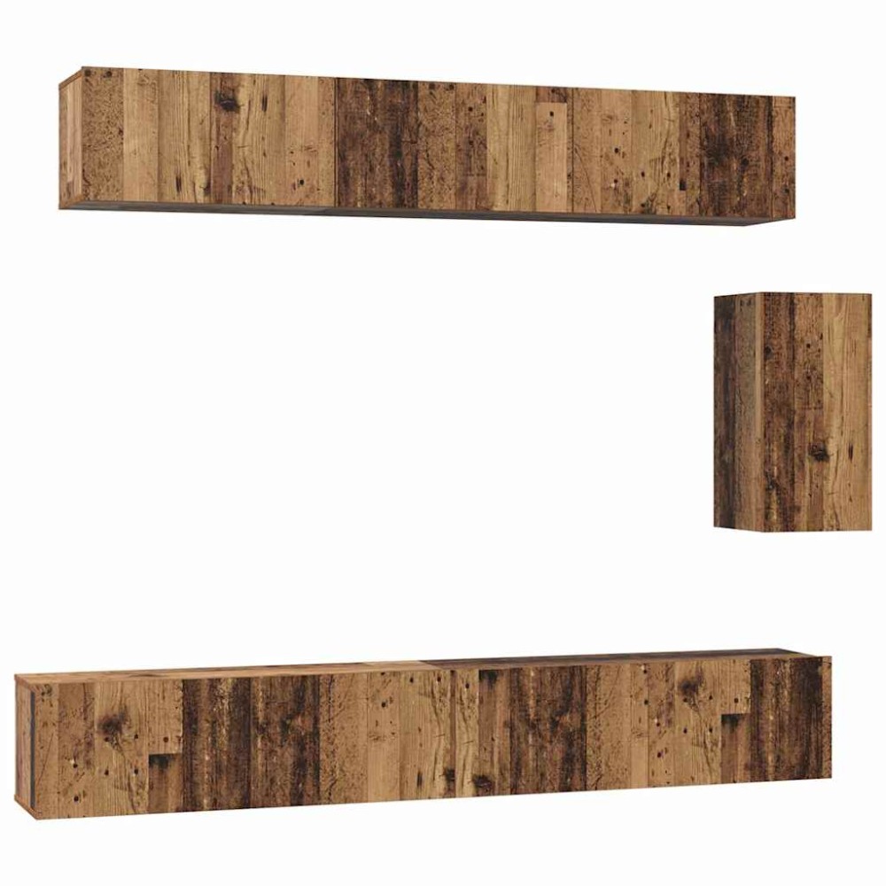 vidaXL Set comodă TV 6 pcs Lemn vechi 100 x 30 x 30 cm Lemn compozit