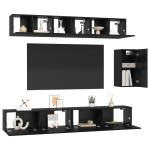 vidaXL Set comodă TV 6 pcs Stejar negru 100 x 30 x 30 cm Lemn compozit vidaXL Set comodă TV 6 pcs Stejar negru 100 x 30 x 30 cm Lemn compozit