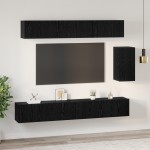 vidaXL Set comodă TV 6 pcs Stejar negru 100 x 30 x 30 cm Lemn compozit vidaXL Set comodă TV 6 pcs Stejar negru 100 x 30 x 30 cm Lemn compozit