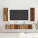 vidaXL Set comodă TV 4 pcs Lemn vechi 30.5 x 30 x 90 cm Lemn compozit vidaXL Set comodă TV 4 pcs Lemn vechi 30.5 x 30 x 90 cm Lemn compozit