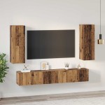 vidaXL Set comodă TV 4 pcs Lemn vechi 30.5 x 30 x 90 cm Lemn compozit vidaXL Set comodă TV 4 pcs Lemn vechi 30.5 x 30 x 90 cm Lemn compozit