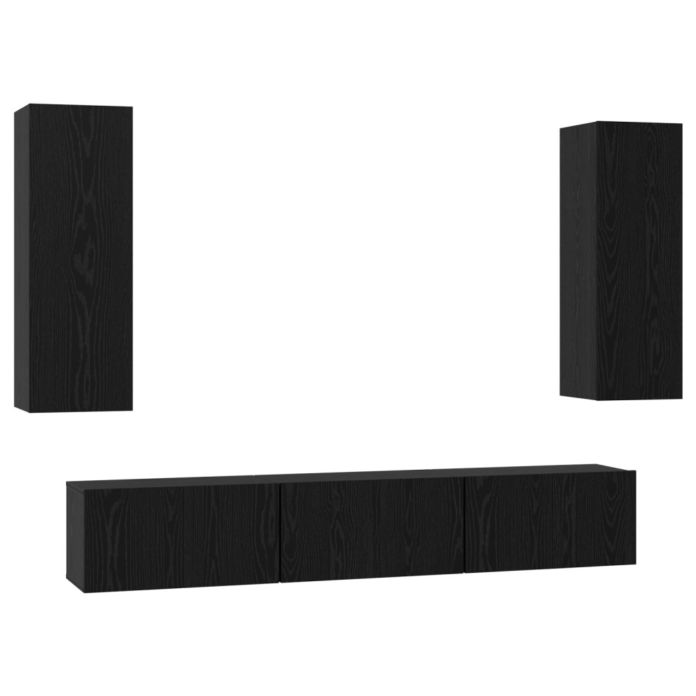 vidaXL Set comodă TV 5 pcs Stejar negru Mediu 30.5 x 30 x 90 cm