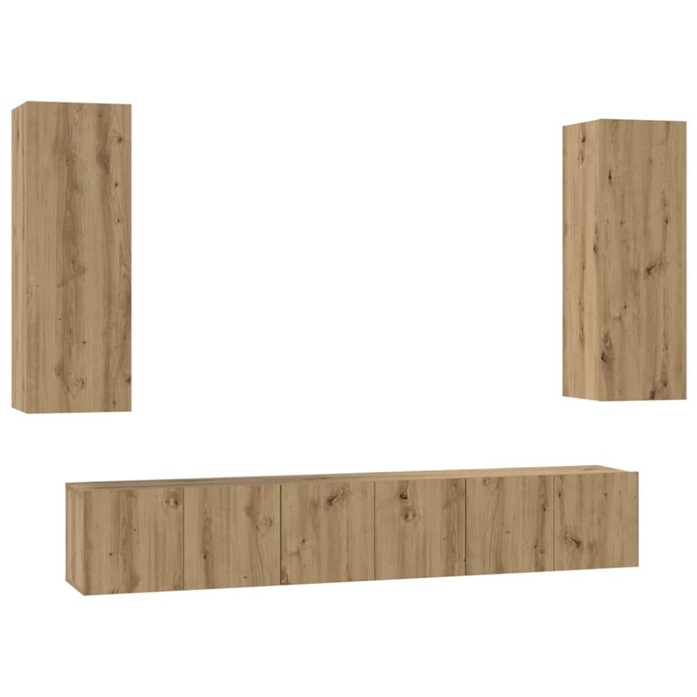 vidaXL Set comodă TV 4 pcs stejar artizanal 30.5 x 30 x 90 cm