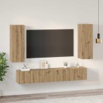 vidaXL Set comodă TV 4 pcs stejar artizanal 30.5 x 30 x 90 cm vidaXL Set comodă TV 4 pcs stejar artizanal 30.5 x 30 x 90 cm