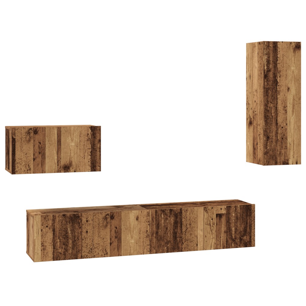 vidaXL Dulap pentru TV pe Perete 4 pcs Lemn vechi 200 x 30 x 30 cm