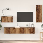 vidaXL Dulap pentru TV pe Perete 4 pcs Lemn vechi 200 x 30 x 30 cm